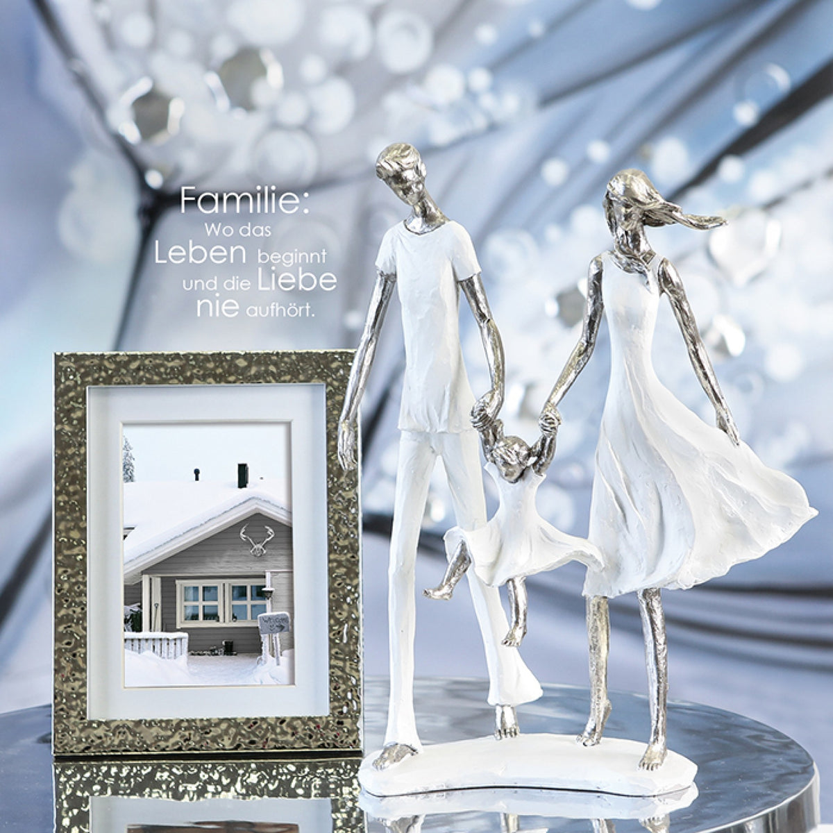 Skulptur Familie Weiß Silber – Ansicht 4