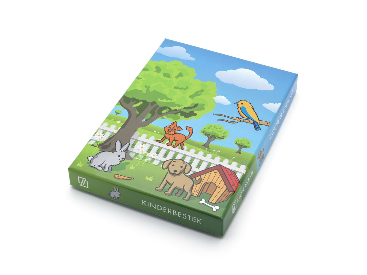 Kinderbesteck 4-teilig – Mit Gravur bis 20 Zeichen, Haustiere