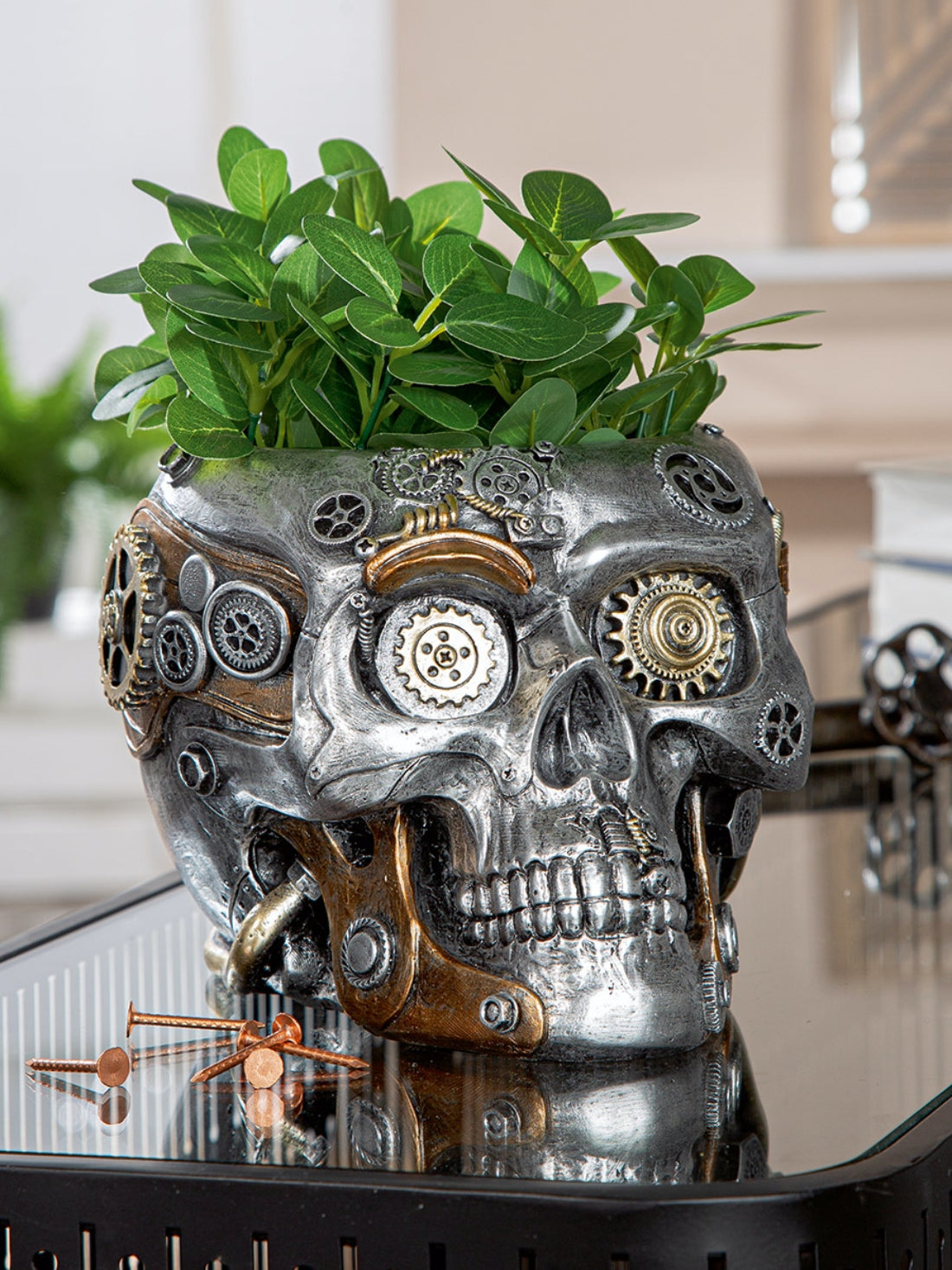 Steampunk Dekoration – Blumentopf Schädel