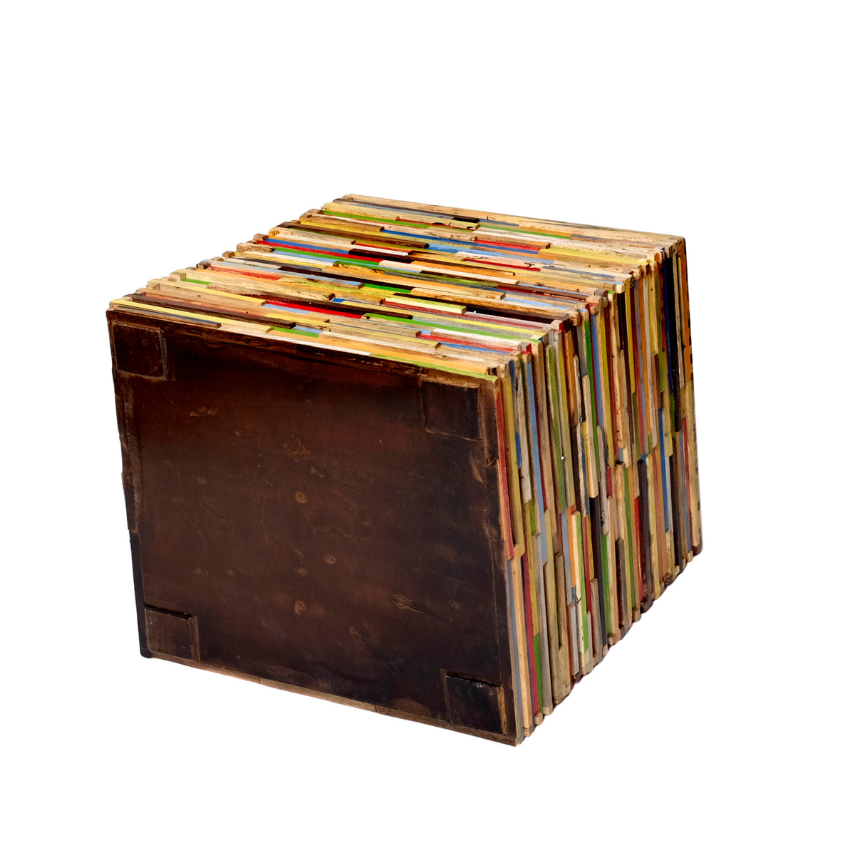 Mischholz Hocker bunt – 30 x 30 x 30 cm (H x B x T)