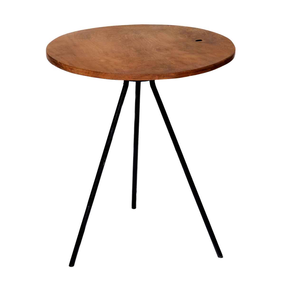 Beistelltisch Teakholz Metall – Ø 39,5 cm, fast rund / rund