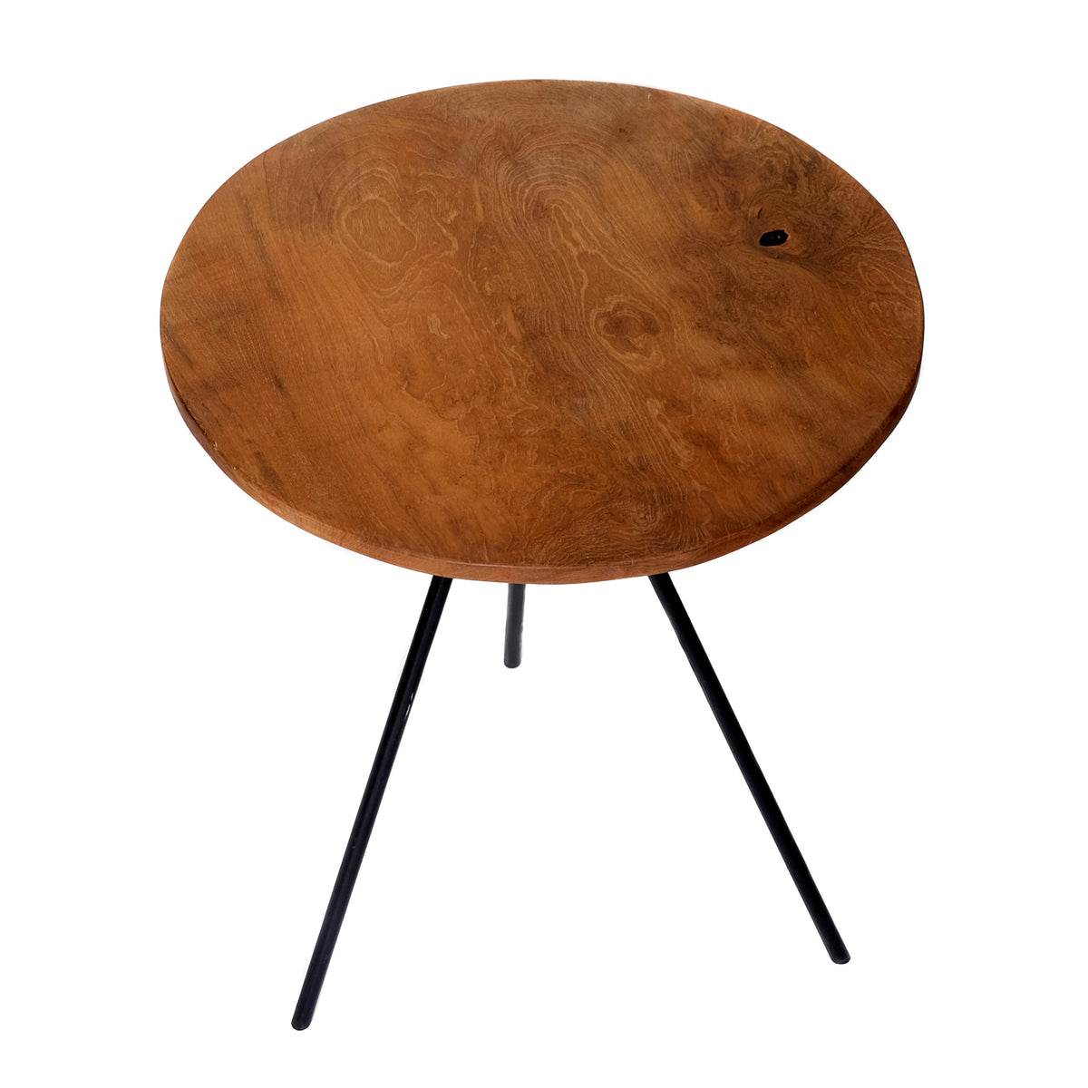 Beistelltisch Teakholz Metall – Ø 39,5 cm, fast rund / rund