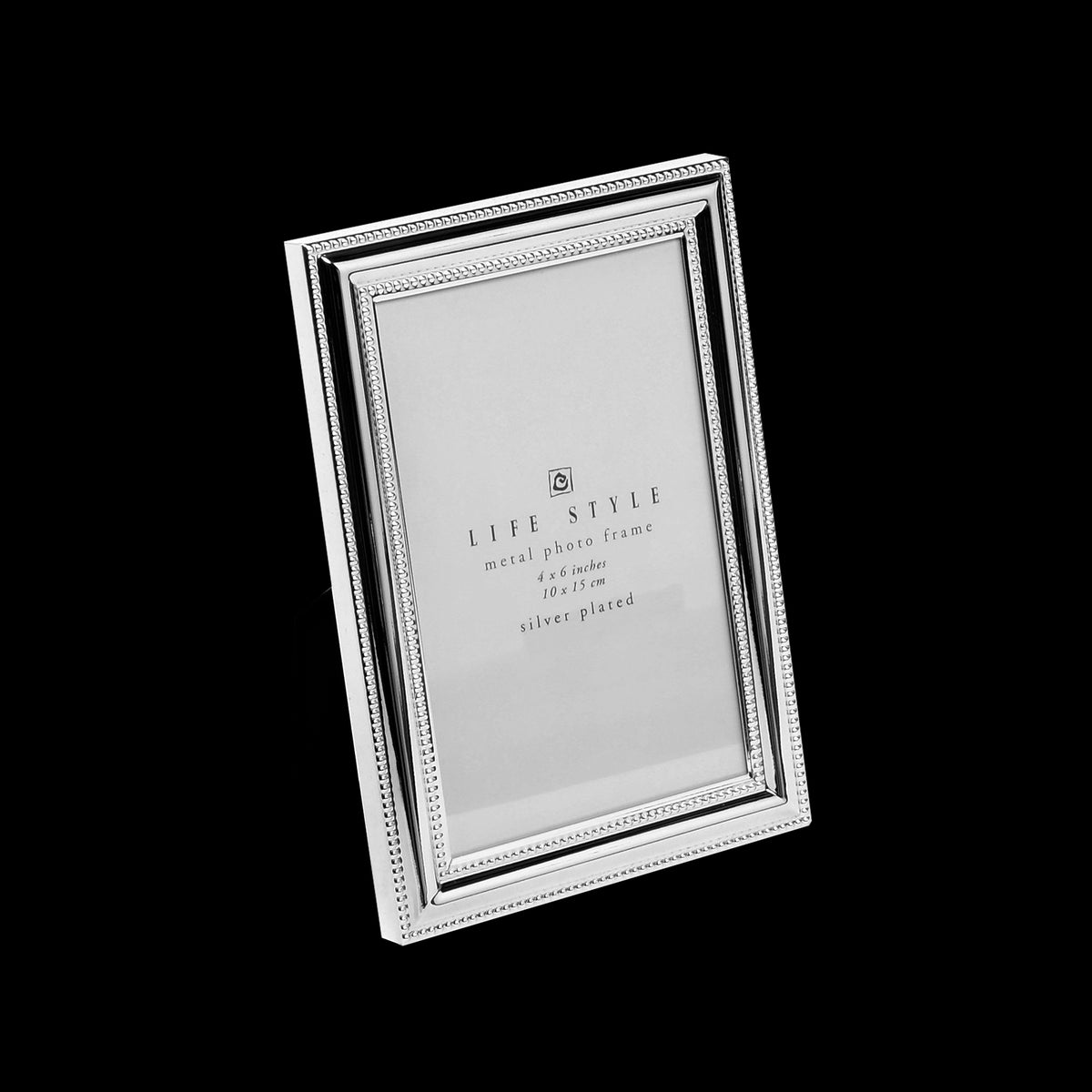 Bilderrahmen Metall versilbert Perlrand – Fotoformat: 10 x 15 cm, ohne Gravur