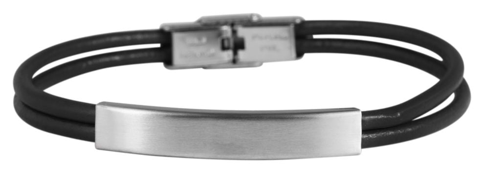 Edelstahl Armband mit Gravur – Ohne Gravur, Echtleder, Modell 6