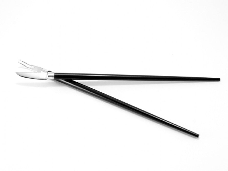 Essstäbchen Besteck Ebenholz + 925er Sterlingsilber – Ansicht 2