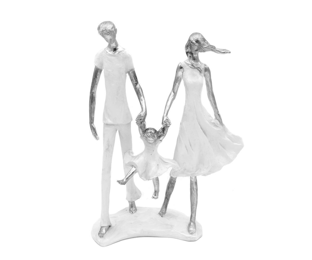 Skulptur Familie Weiß Silber – Ansicht 2