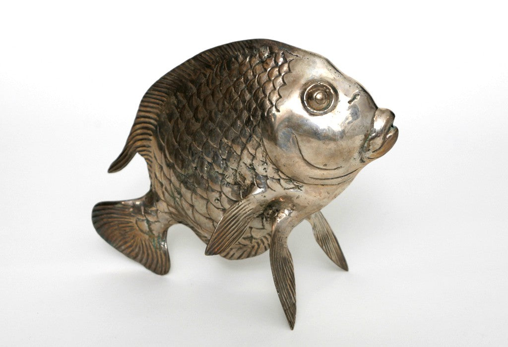 Fisch Deko - Versilbert – rundes Fischmaul