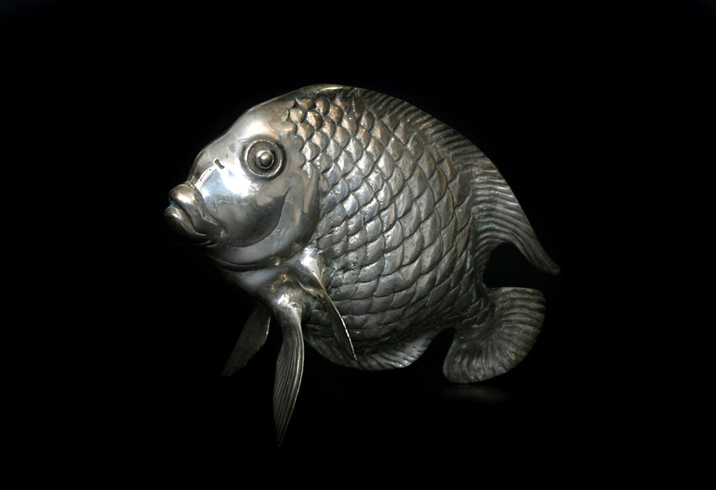 Fisch Deko - Versilbert – rundes Fischmaul