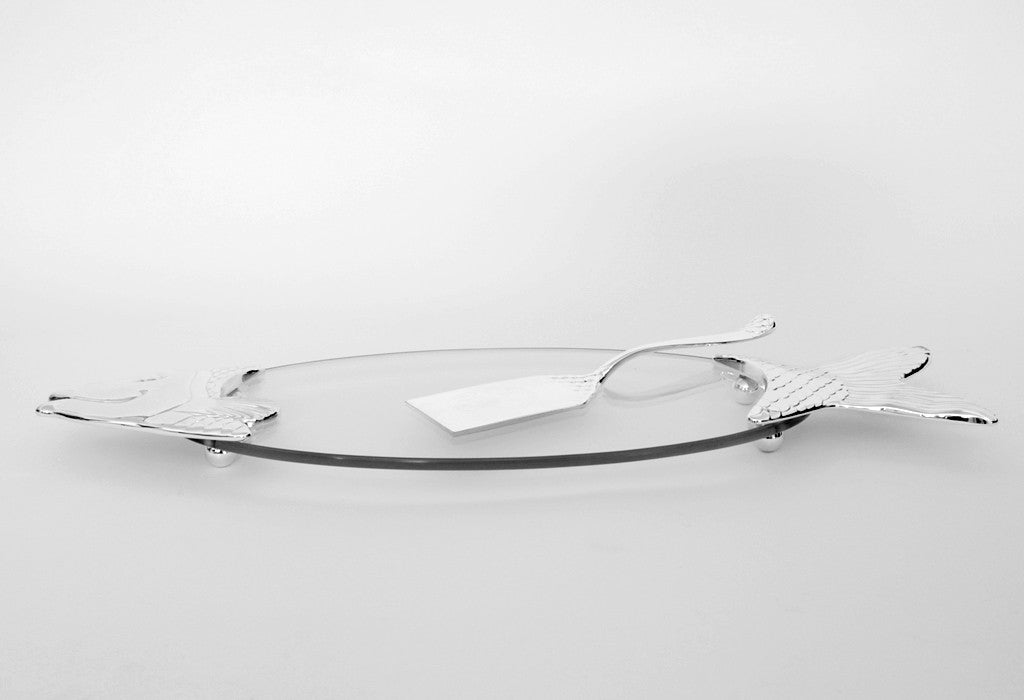 Fischplatte mit Heber - Versilbert – Ansicht 2