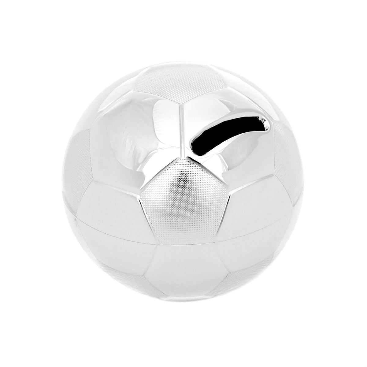 Versilberte Spardose Fußball