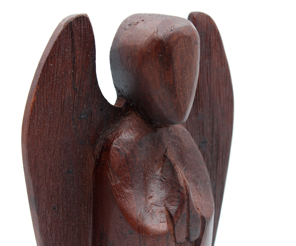 Holzfigur Engel – Klein - 20 cm, dunkel