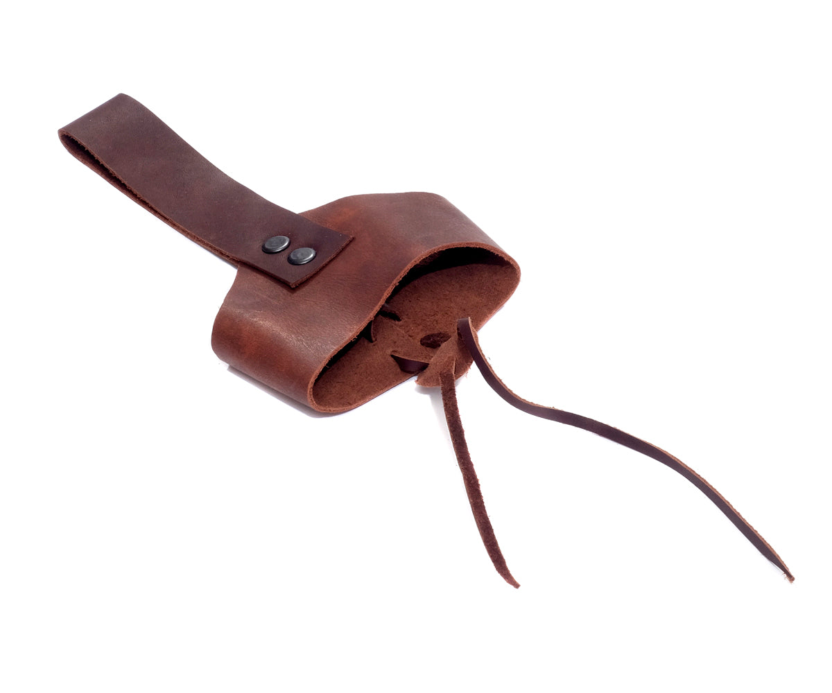 Trinkhorn Wikinger Set – 200 ml, Kuhhornhalter Leder Braun