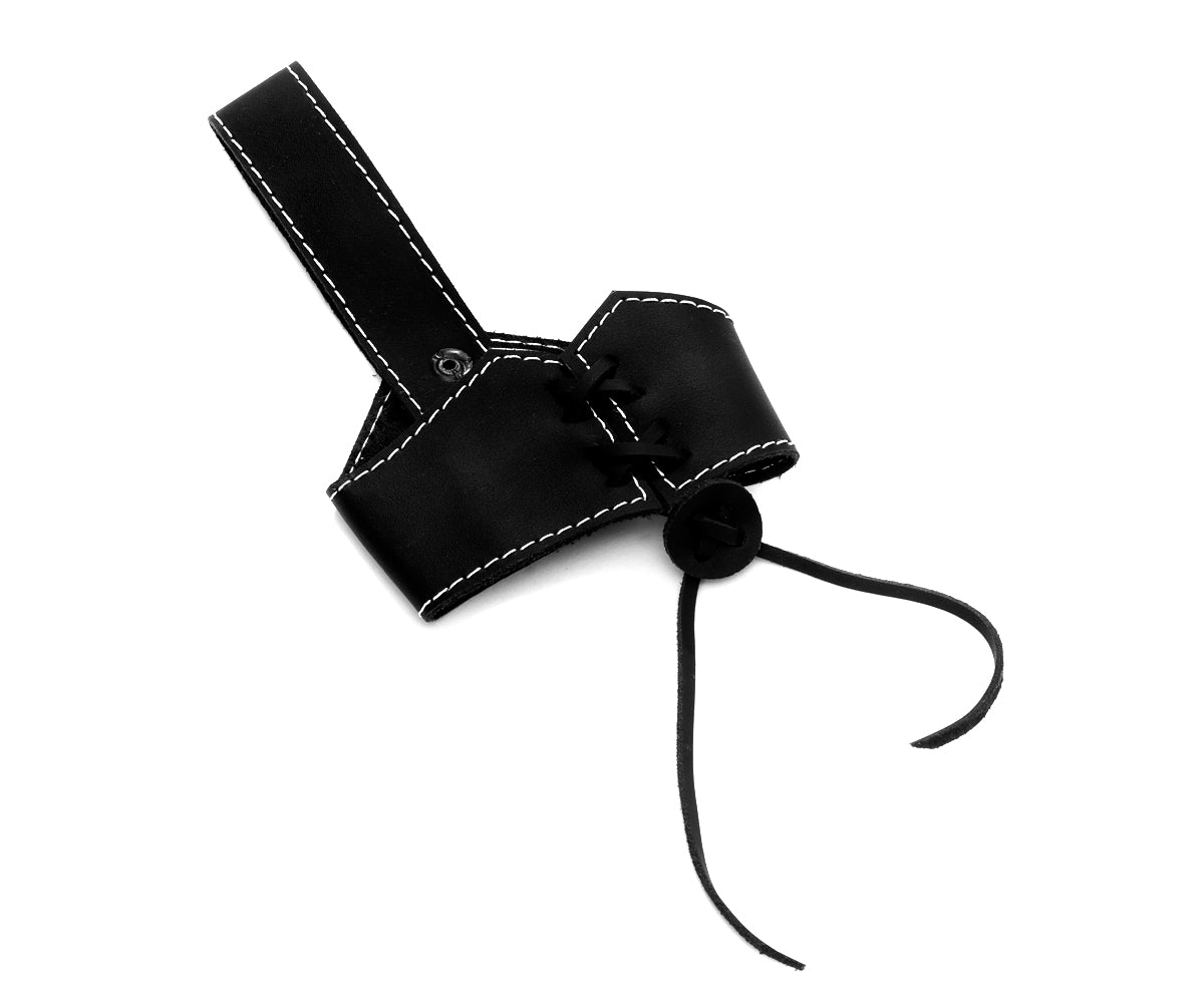 Trinkhorn Wikinger Set – 200 ml, Kuhhornhalter Leder Schwarz