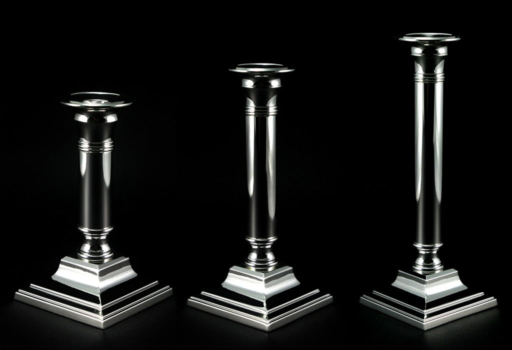 Kerzenleuchter versilbert - Eckig – 15 cm, Ohne Gravur