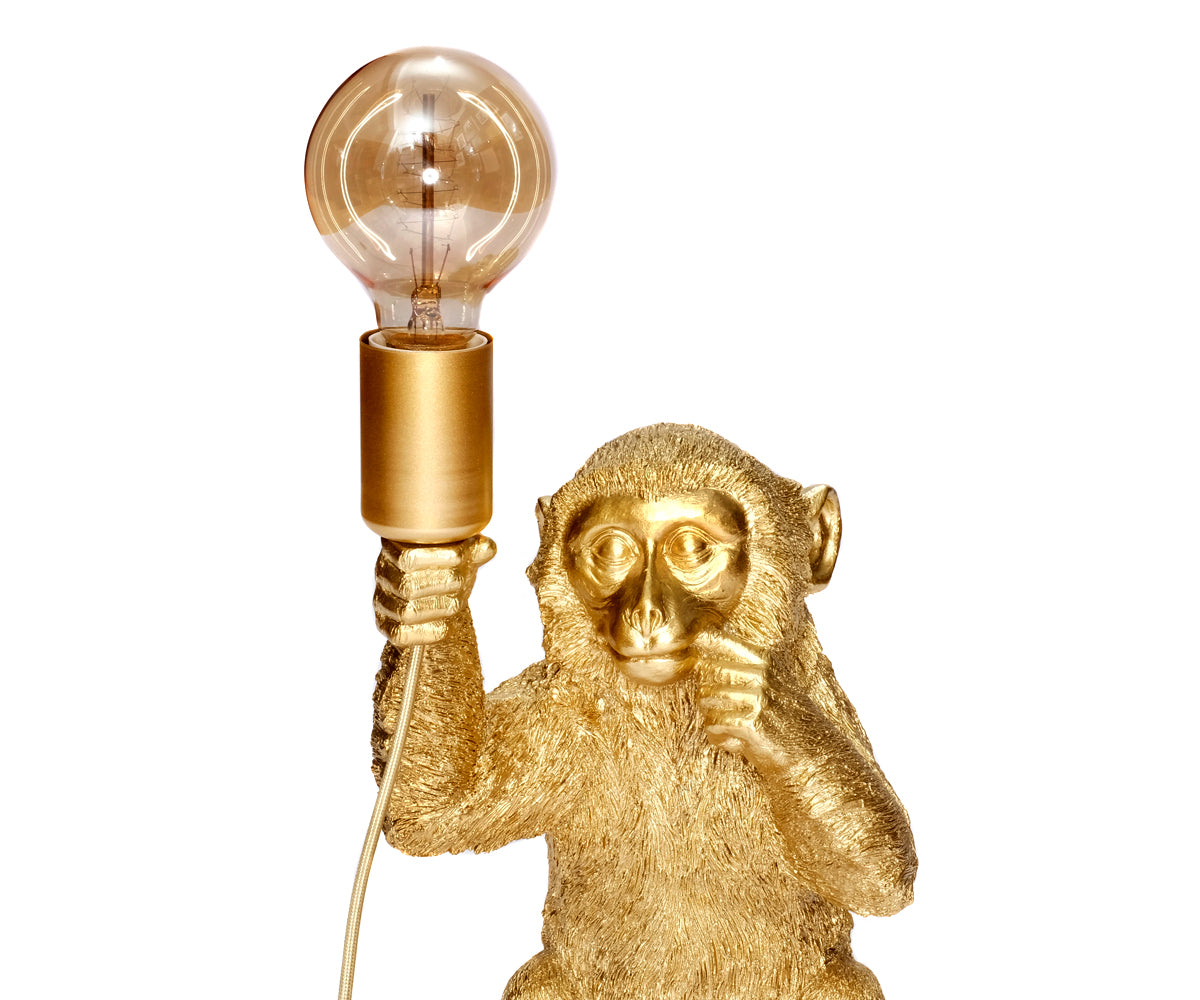 Tischlampe Affe – Gold, Mittel