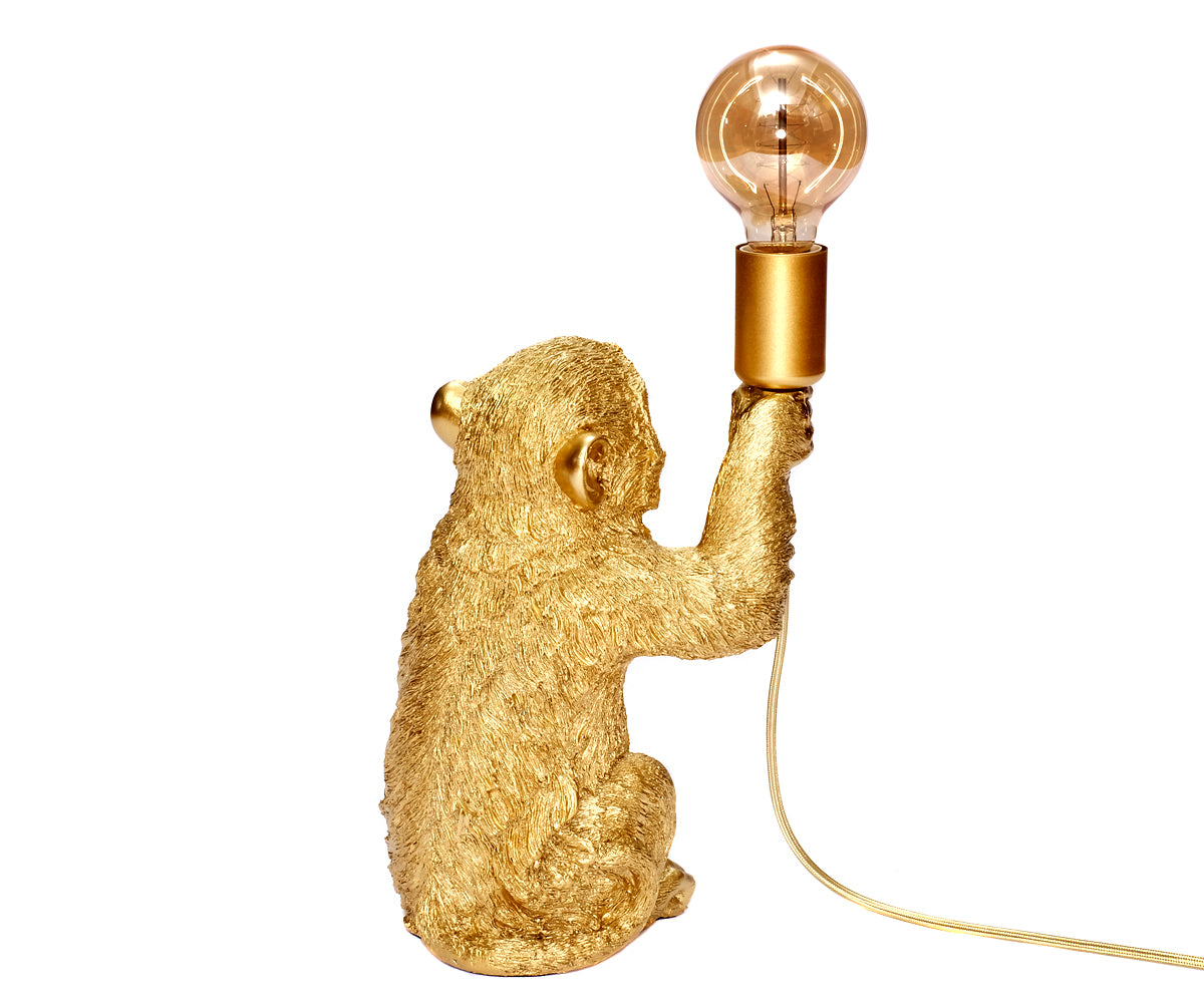 Tischlampe Affe – Gold, Mittel