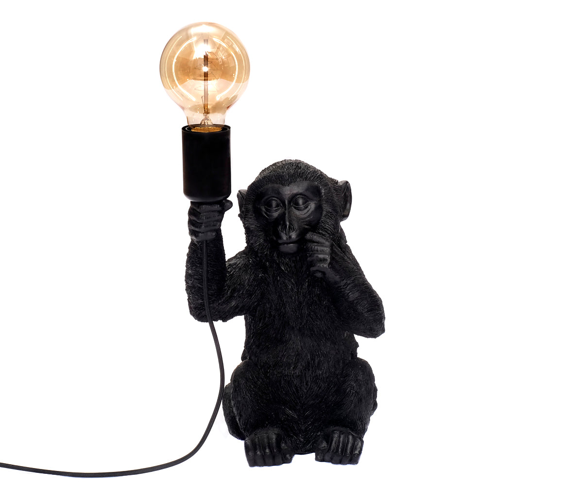 Tischlampe Affe – Schwarz, Mittel