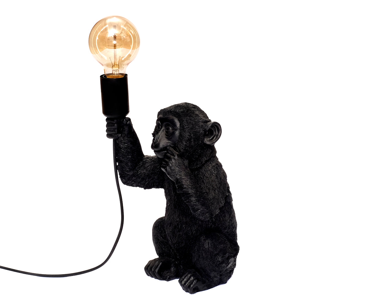 Tischlampe Affe – Schwarz, Mittel