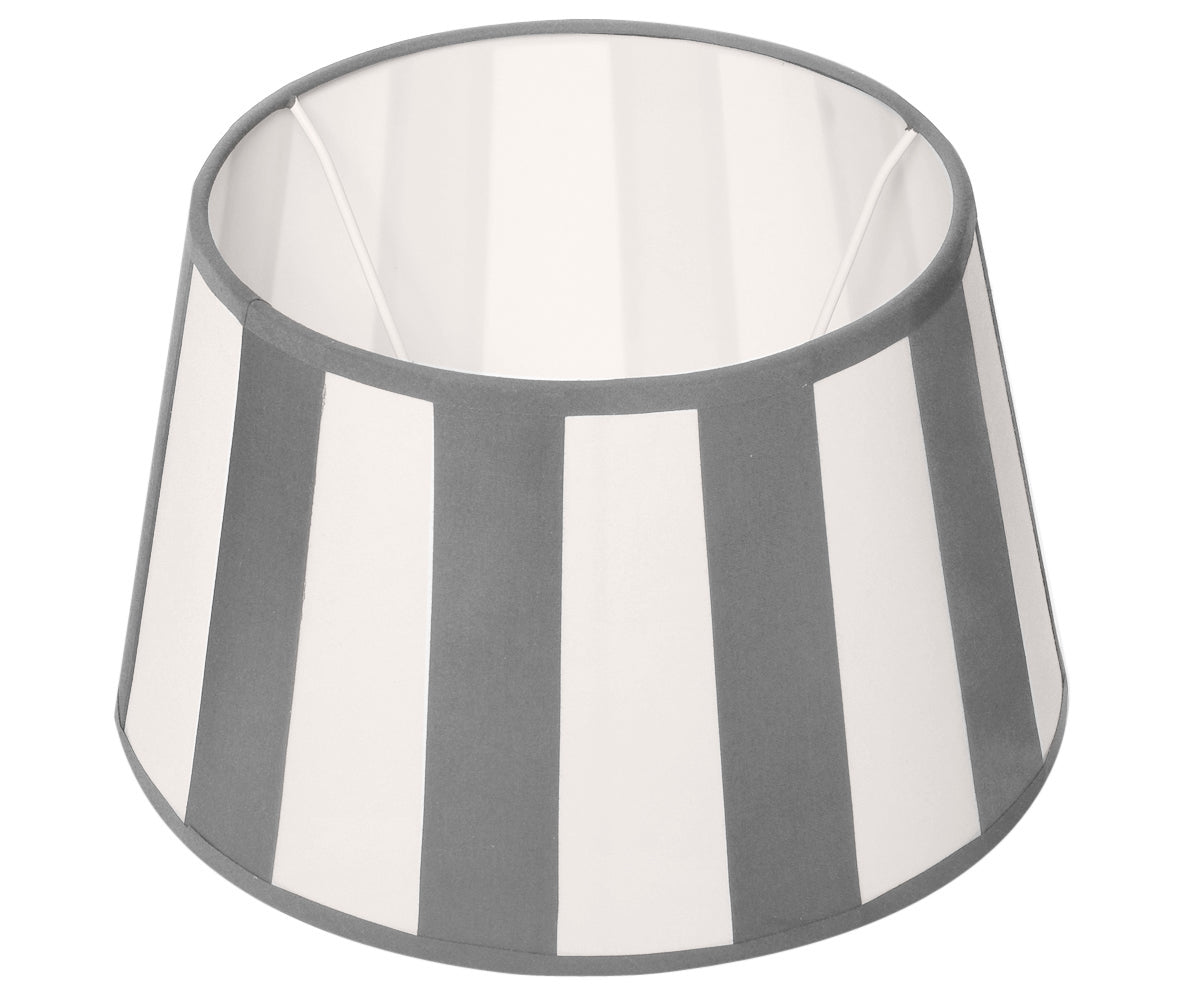 Lampenschirm gestreift – Grau - Weiß, rund - 20x15x12 cm