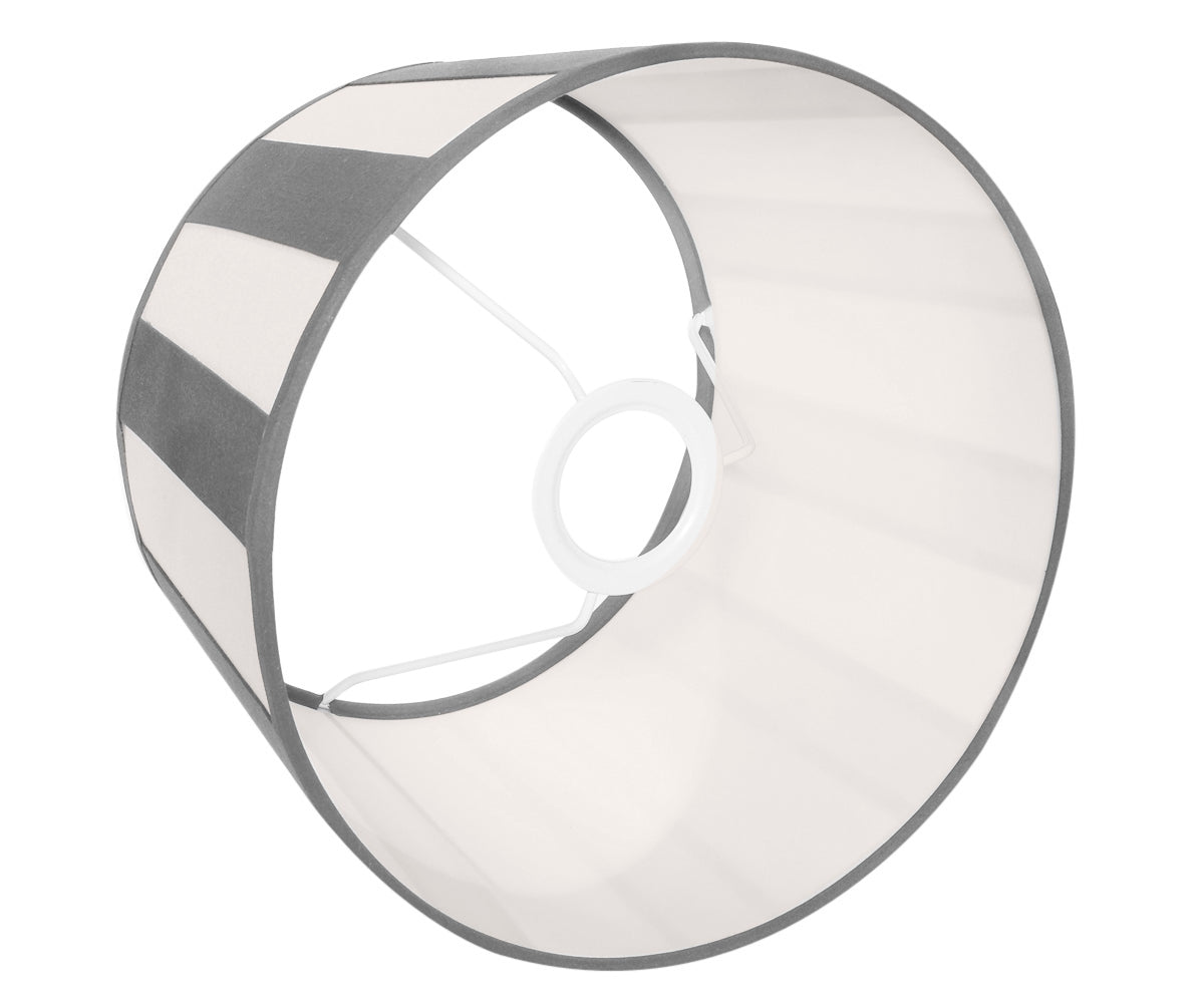 Lampenschirm gestreift – Grau - Weiß, rund - 20x15x12 cm