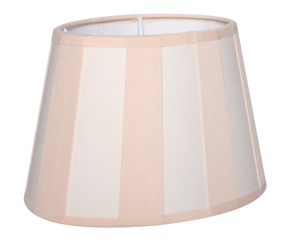 Lampenschirm gestreift – Beige - Creme, oval - 20x15x13 cm