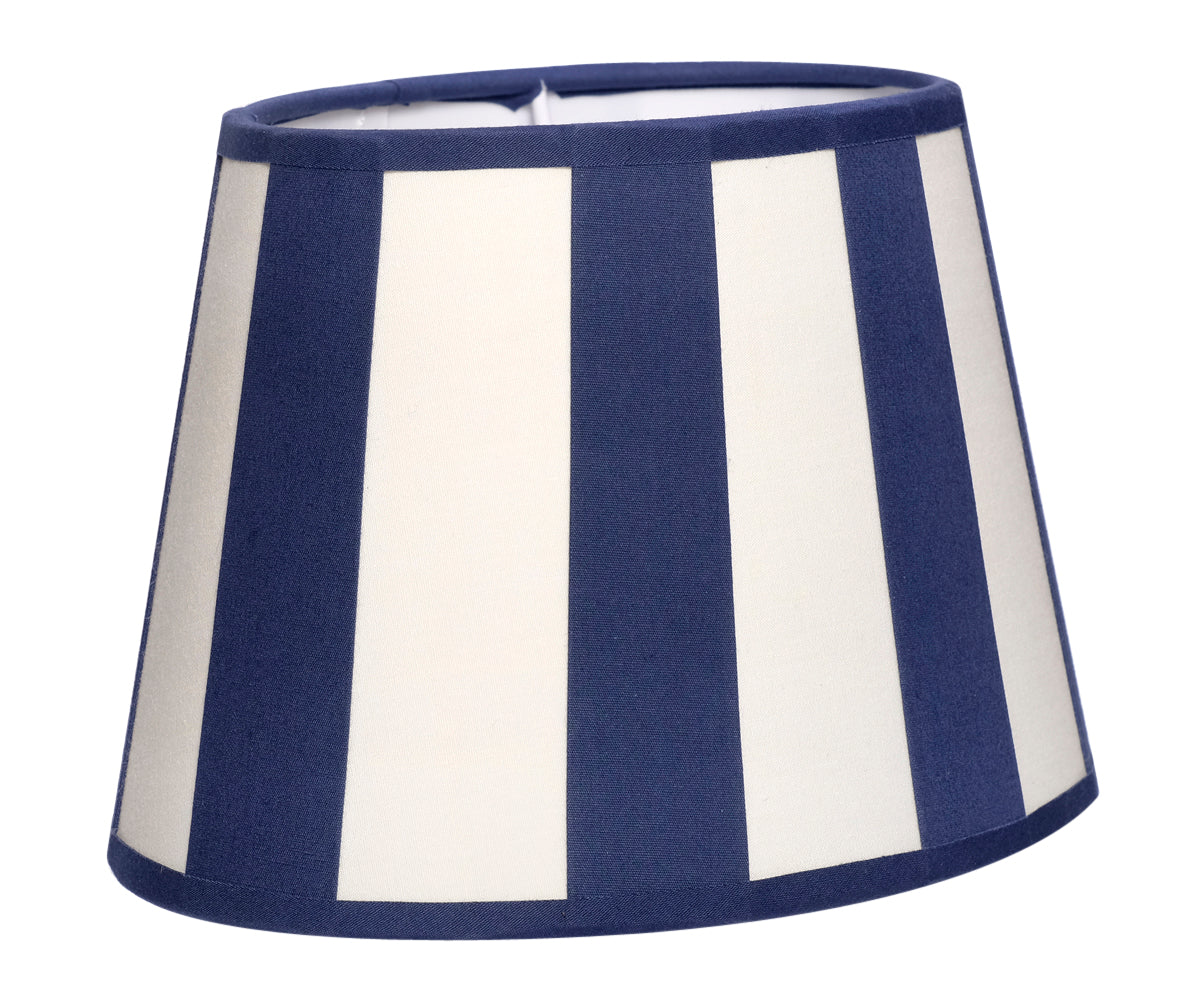 Lampenschirm gestreift – Blau - Creme, oval - 20x15x13 cm