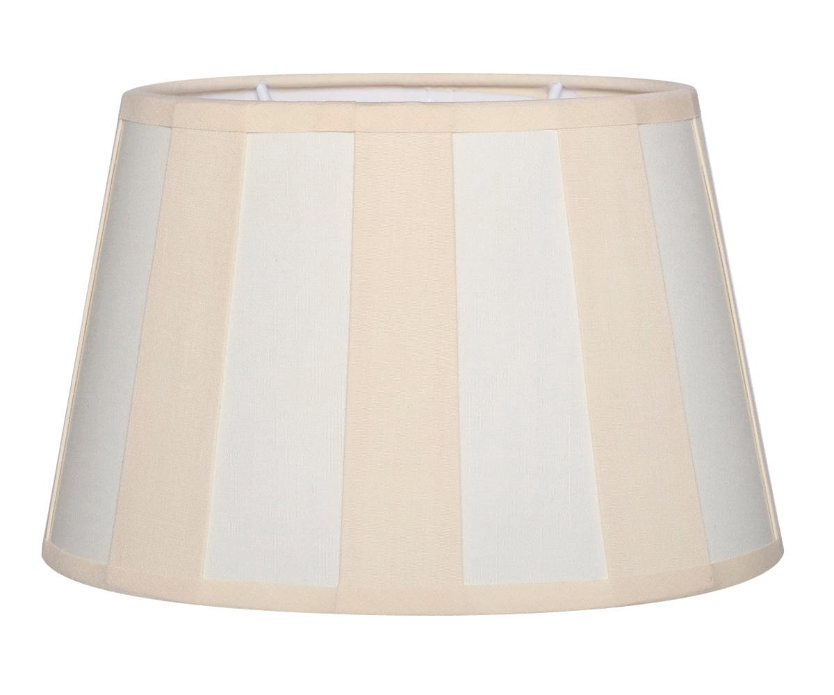 Tischlampe - Lampenschirm gestreift – Beige - Creme, Schirm oval - 22 x 14 x 15 cm, quadratischer Fuß