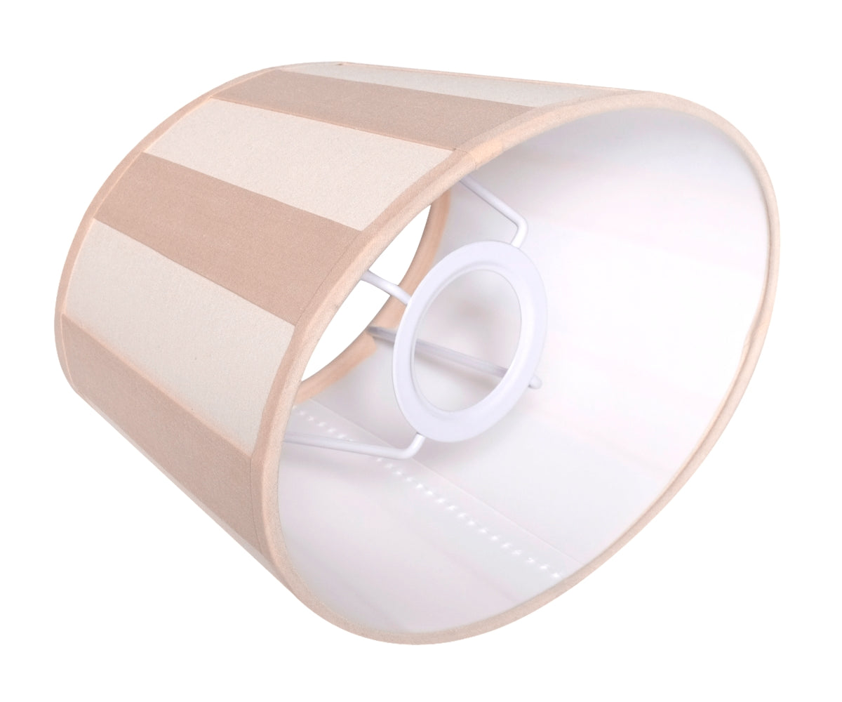 Lampenschirm gestreift – Beige - Creme, oval - 20x15x13 cm