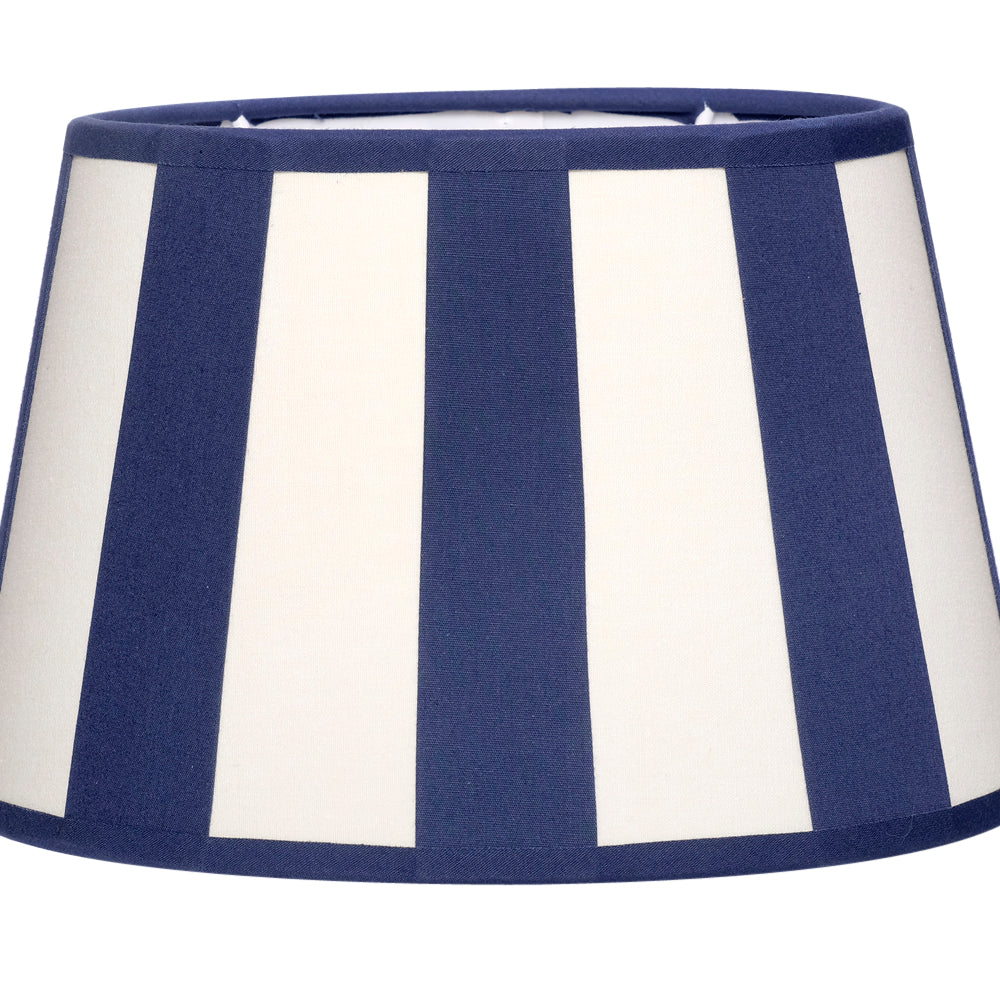 Lampenschirm gestreift – Blau - Creme, oval - 20x15x13 cm