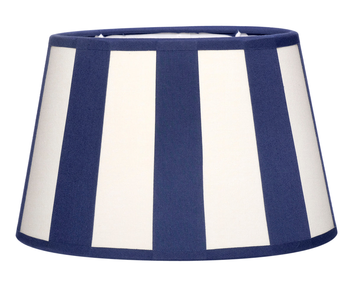 Lampenschirm gestreift – Blau - Creme, oval - 20x15x13 cm