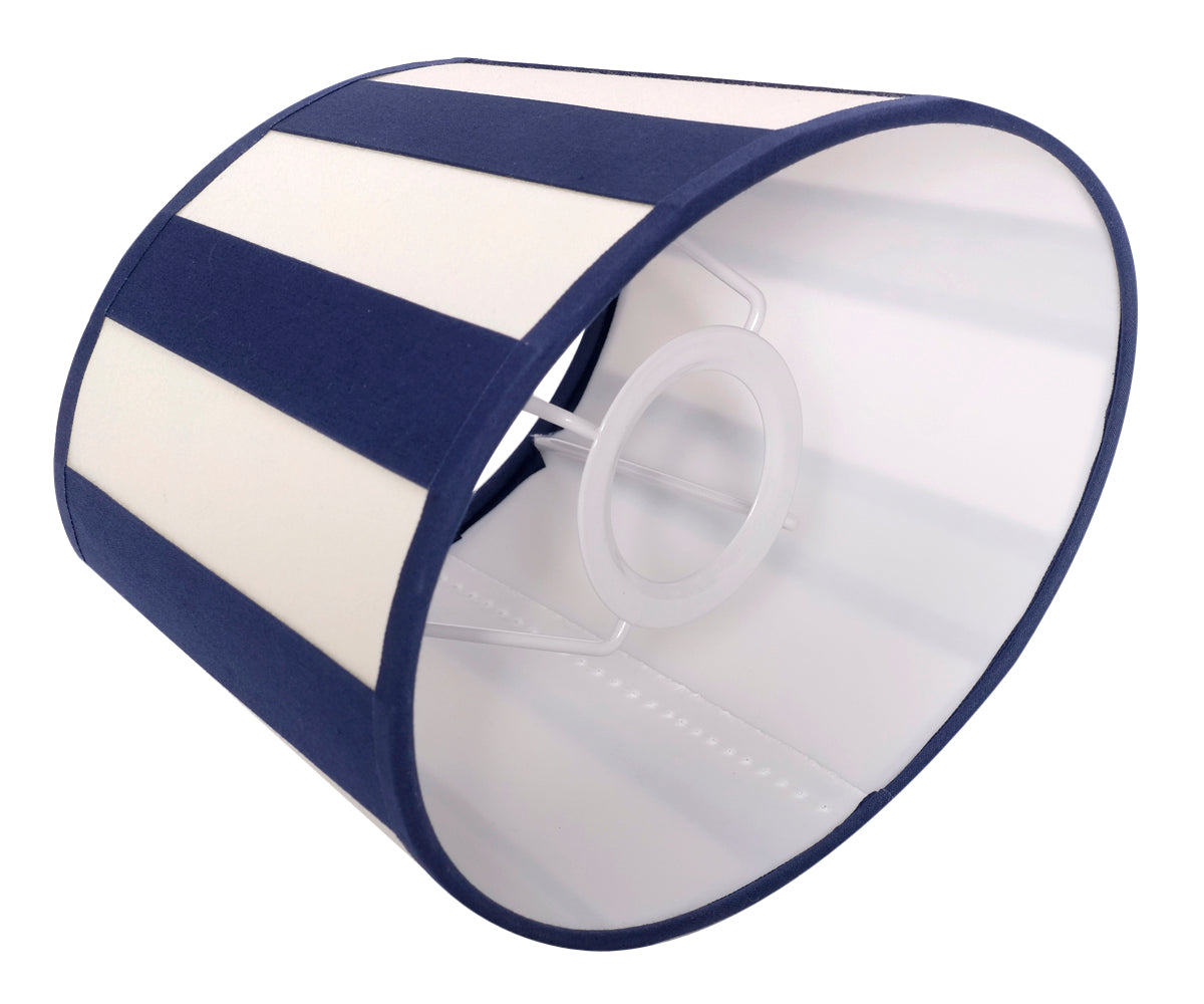 Lampenschirm gestreift – Blau - Creme, oval - 20x15x13 cm