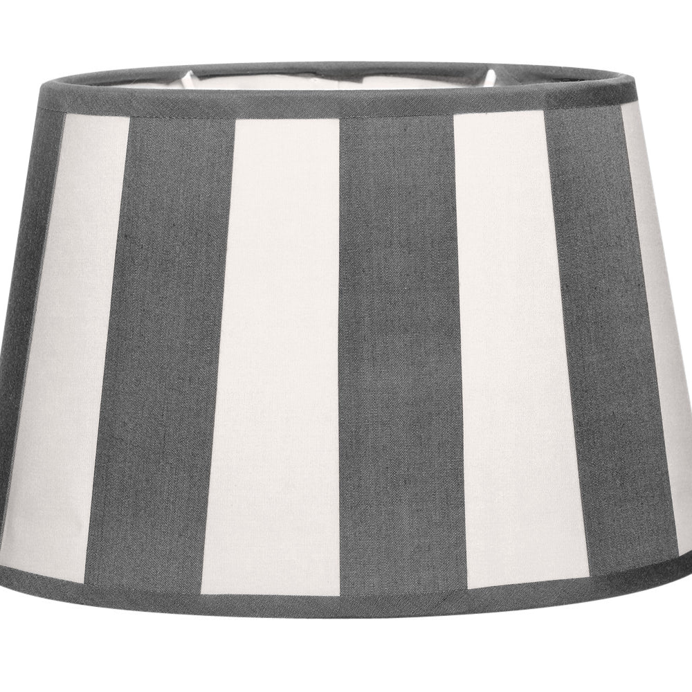 Lampenschirm gestreift – Grau - Weiß, oval - 20x15x13 cm