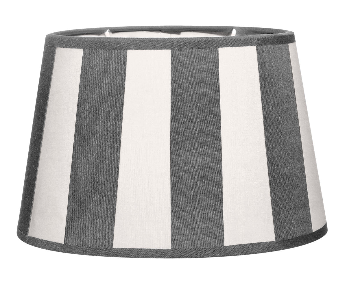 Lampenschirm gestreift – Grau - Weiß, oval - 20x15x13 cm