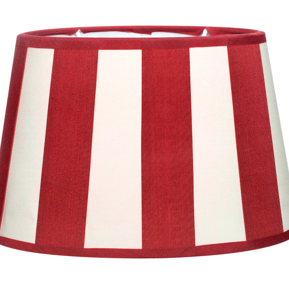 Lampenschirm gestreift – Weinrot - Creme, oval - 20x15x13 cm
