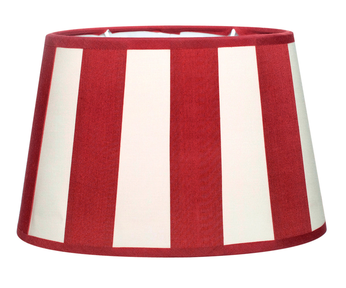 Lampenschirm gestreift – Weinrot - Creme, oval - 20x15x13 cm