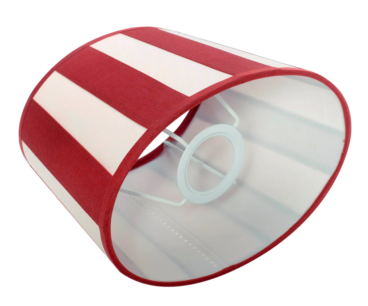 Lampenschirm gestreift – Weinrot - Creme, oval - 20x15x13 cm