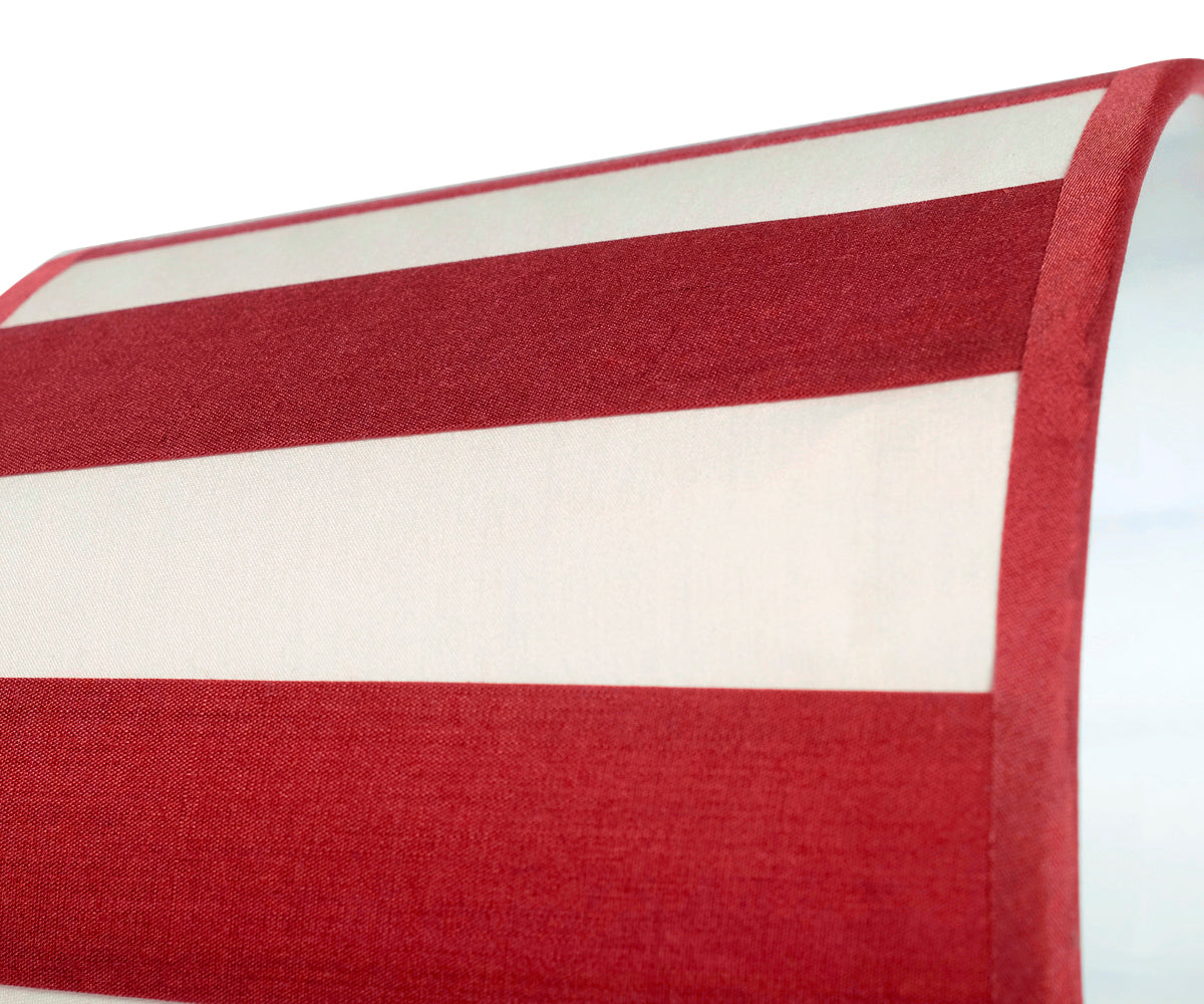 Lampenschirm gestreift – Weinrot - Creme, oval - 20x15x13 cm