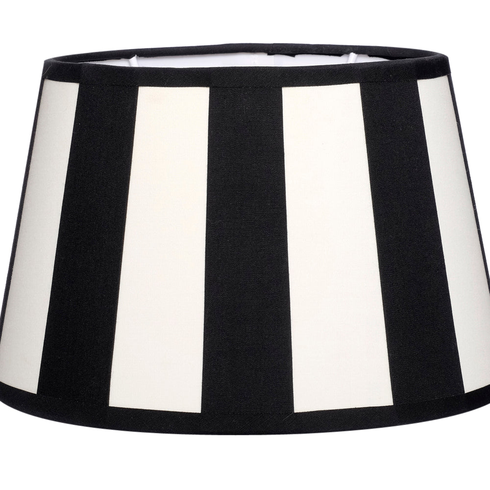 Lampenschirm gestreift – Schwarz - Creme, oval - 20x15x13 cm
