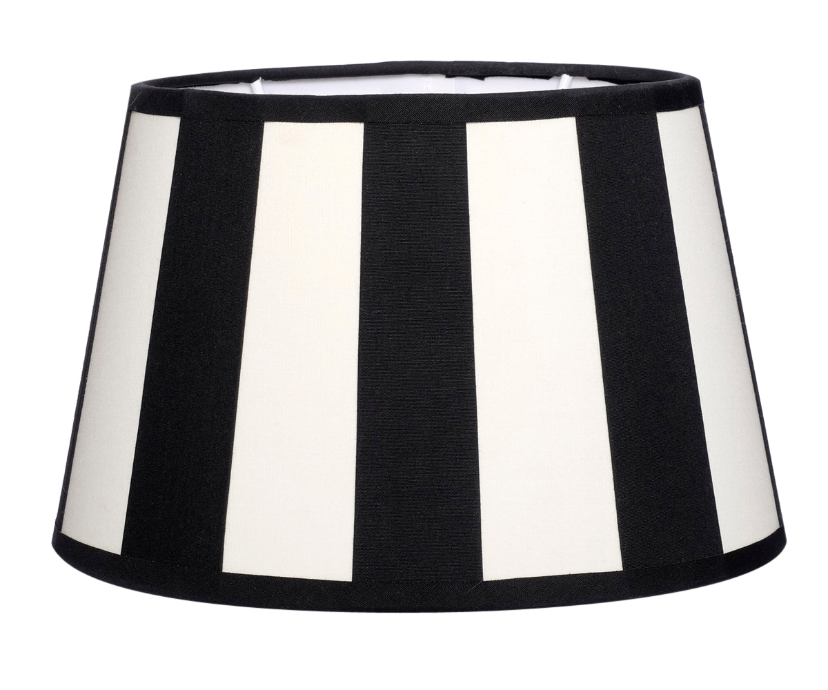 Lampenschirm gestreift – Schwarz - Creme, oval - 20x15x13 cm