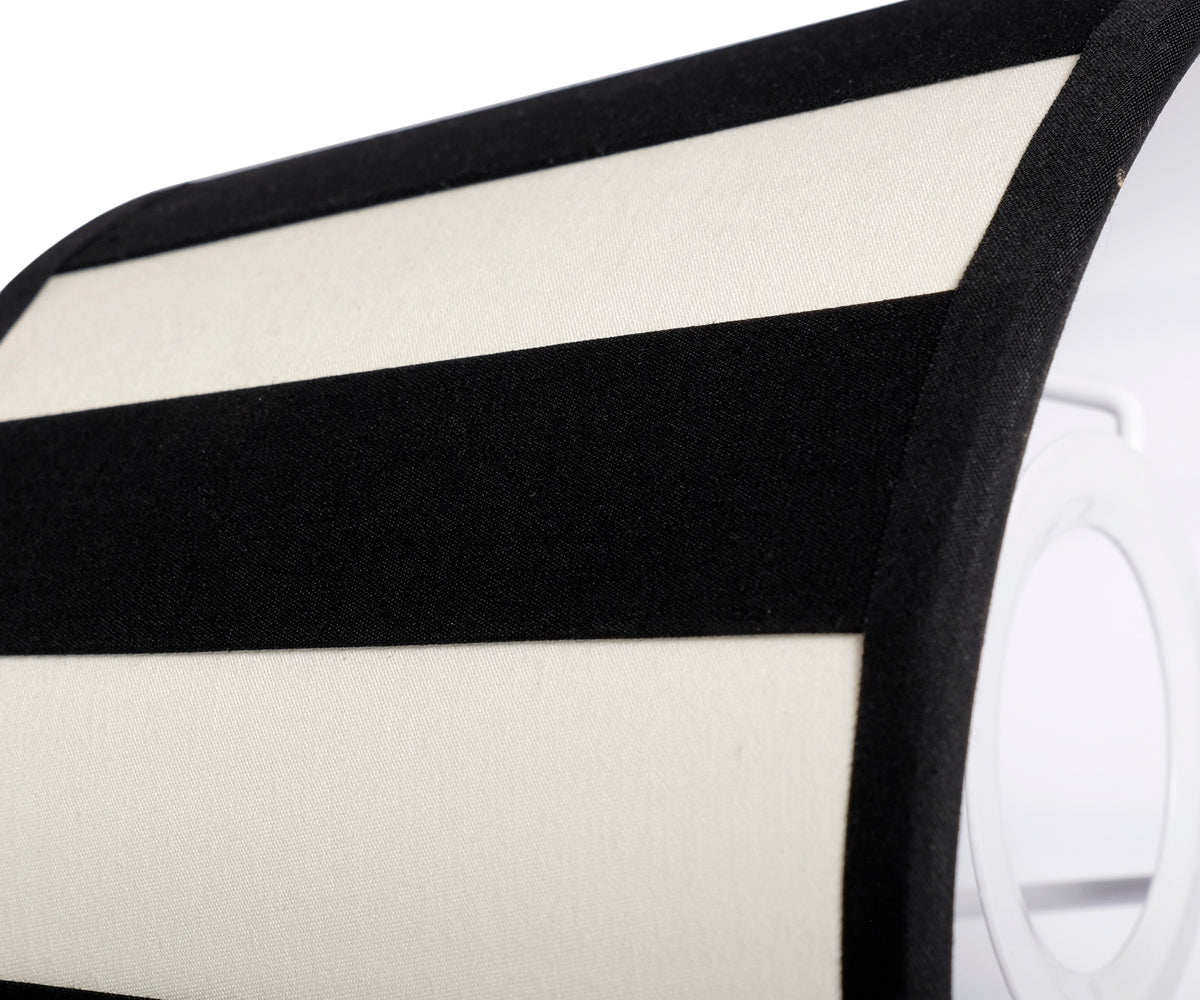 Lampenschirm gestreift – Schwarz - Creme, oval - 20x15x13 cm