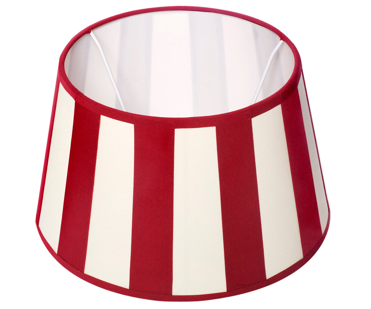 Lampenschirm gestreift – Weinrot - Creme, rund - 20x15x12 cm
