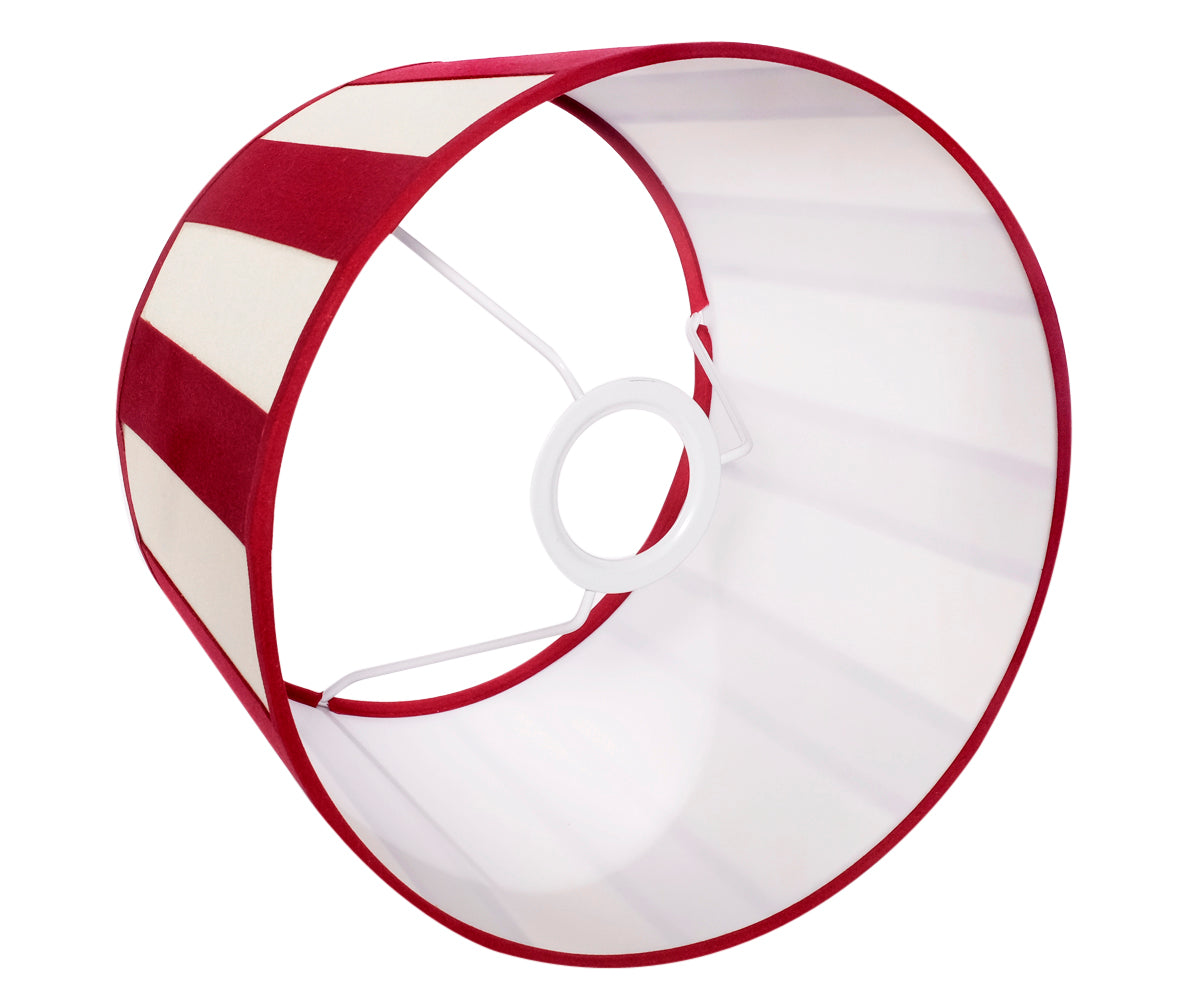 Lampenschirm gestreift – Weinrot - Creme, rund - 20x15x12 cm