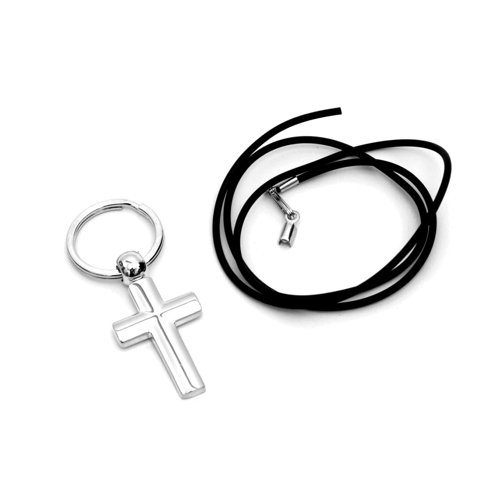 Kreuz Schlüsselanhänger Kette - Versilbert – Ansicht 3