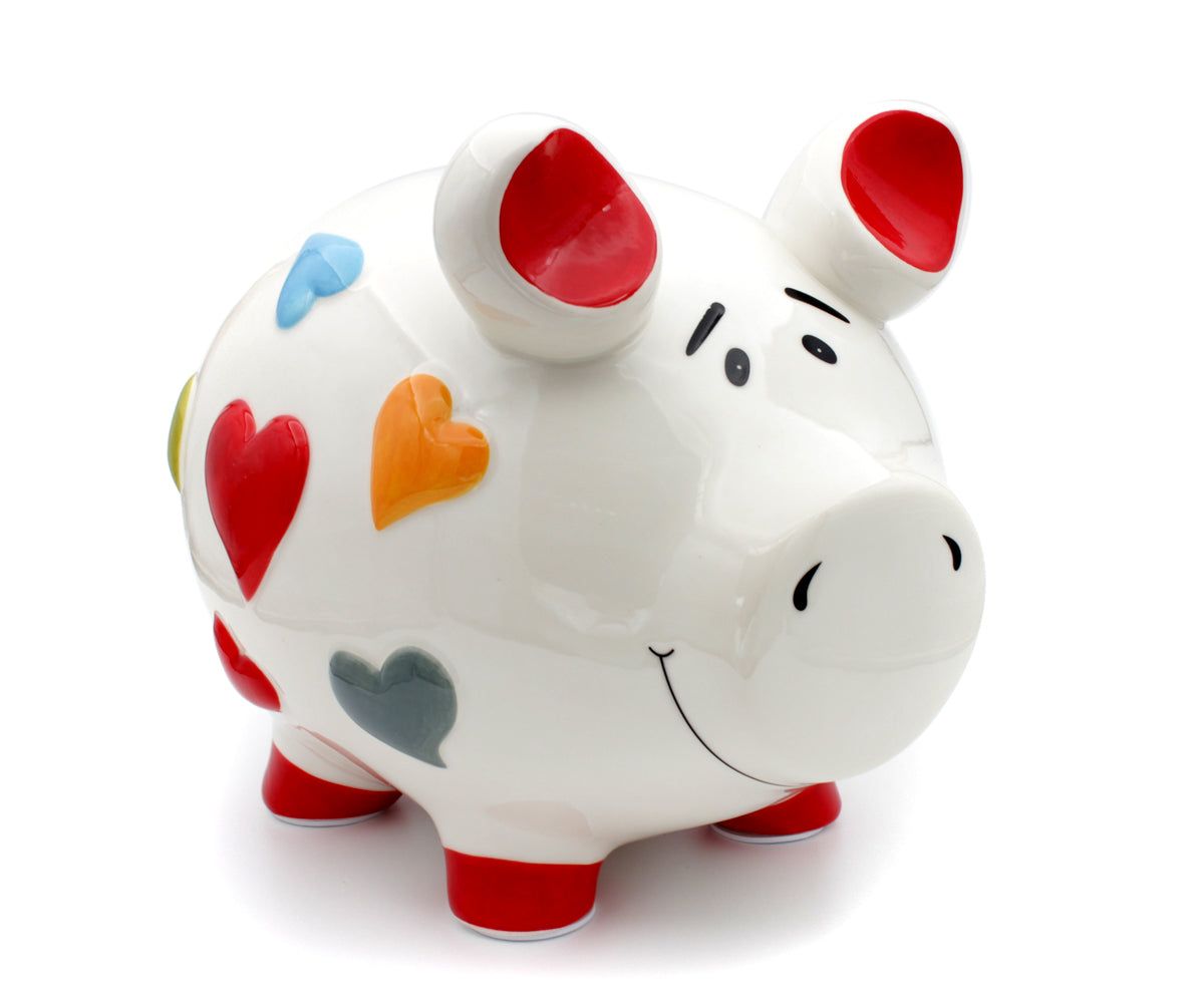 Sparschwein Hochzeit – Herzen Bunt (25 x 30 x 25 cm)