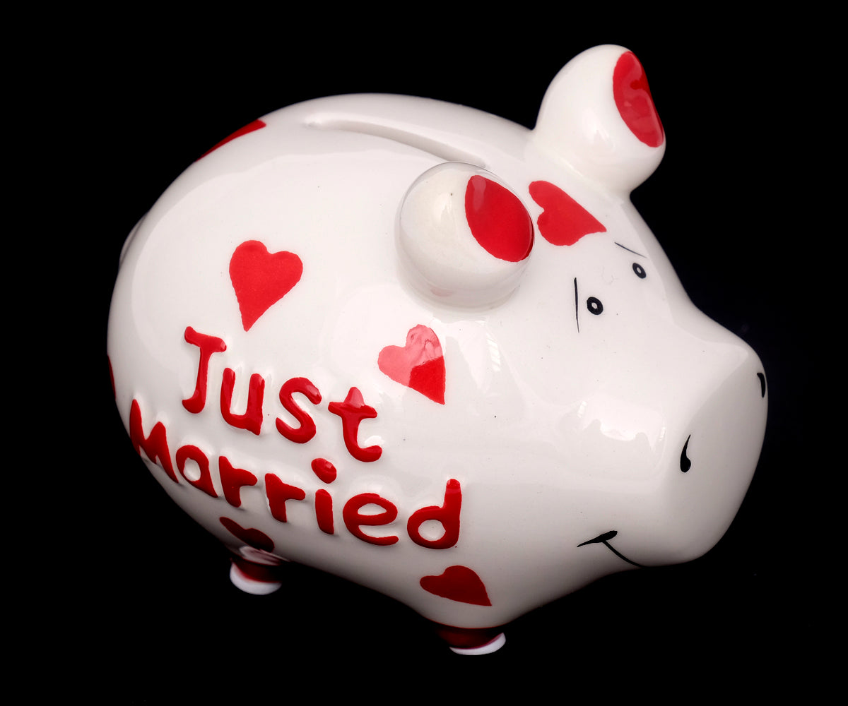 Sparschwein Hochzeit – Just Married (9 x 9 x 12,5 cm)
