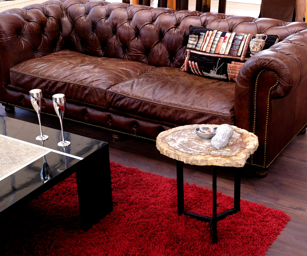 Couchtisch versteinertes Holz – ø 40 - 47 cm