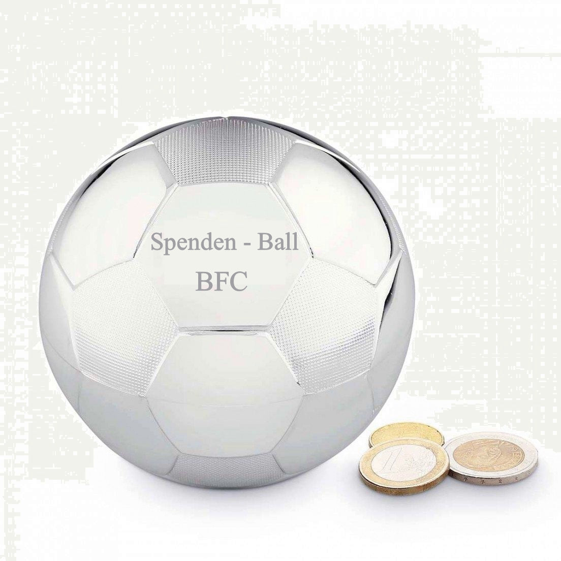 Spardose Fußball versilbert – Detailansicht