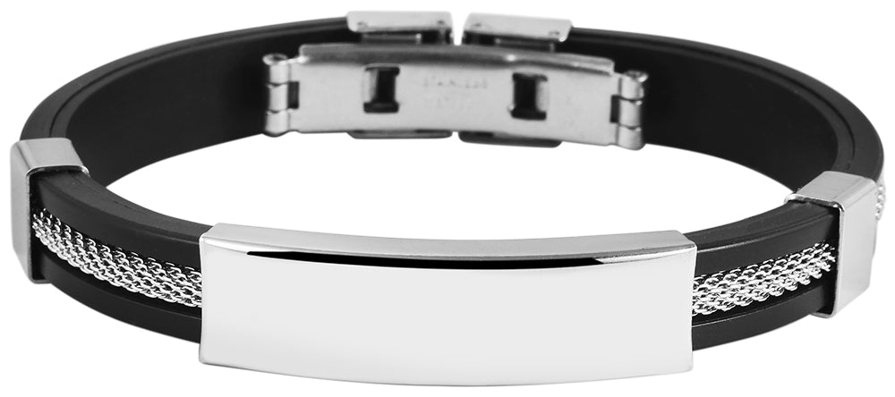 Edelstahl Armband mit Gravur – Ohne Gravur, Kautschuk, Modell 8