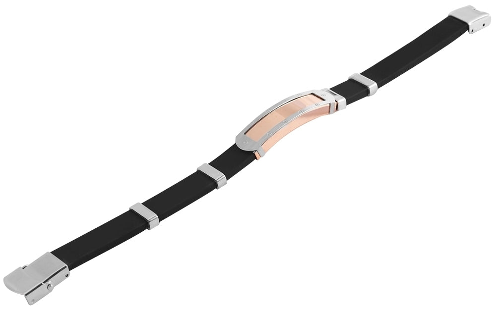 Edelstahl Armband mit Gravur – Ohne Gravur, Kautschuk, Modell 3