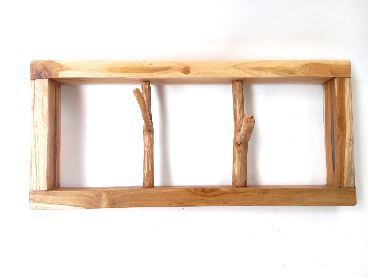 Teakholz Garderobe – 2 Haken